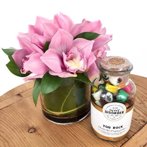 Orchid Vase + Lollies Combo