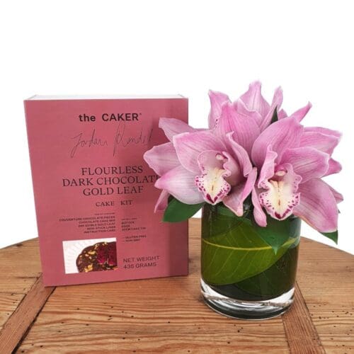 Orchid Vase + Cake Kit Combo