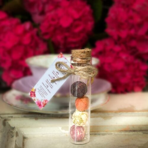 Blooming Tea Balls in a Glass Tube
