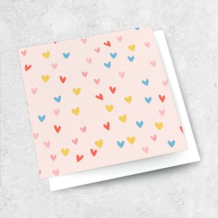 Mini Card - Coloured Hearts