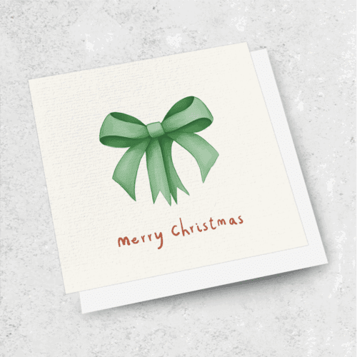 Square Card - Green Bow Christmas