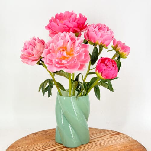 Green Vase & Peonies Bundle
