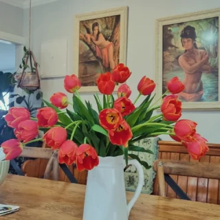 Tulips brighten any room. Www.thelostflowershed.co.nz #silverdaleboutiqueflowershop #silverdalefloristnz #hibiscuscoastflorist #whangaparaoaflorist #millwaterflorist #orewaflorist #dairyflatflorist #supportsmallbusiness